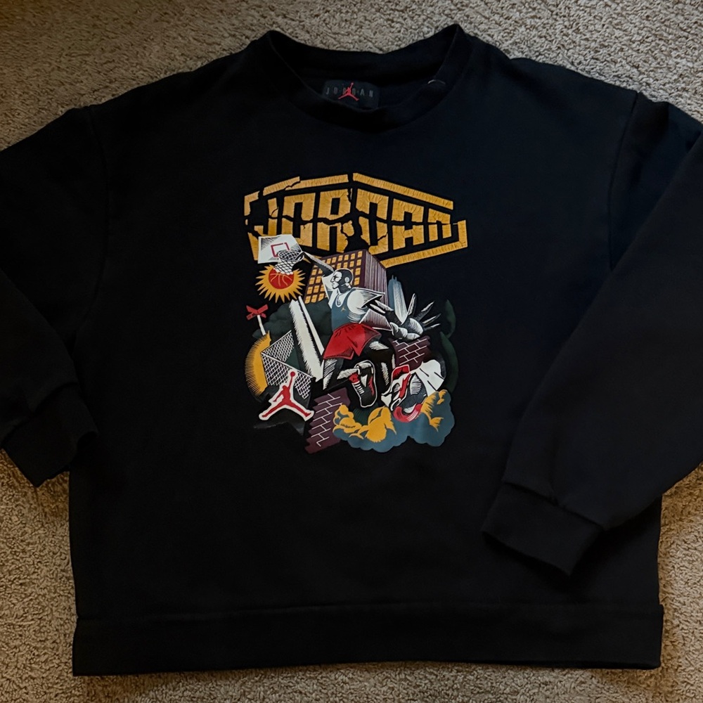 Jordan Black and Gold Graphic Crewneck Sweater